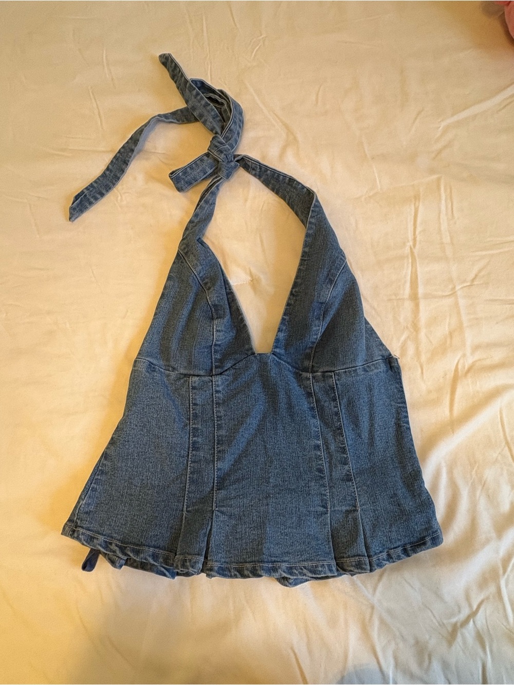 Urban Outfitters Blue Denim Halter Top